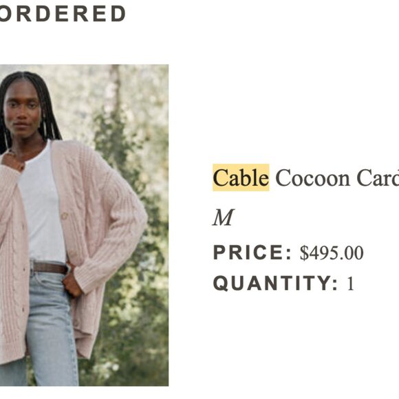 Jenni Kayne Cable Cocoon Cardigan in Blush - Picture 9 of 9
